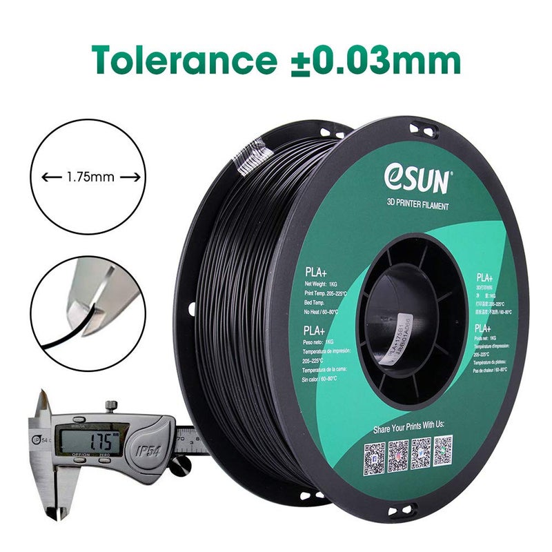 eSUN PLA PRO (PLA+) 3D Printer Filament, Dimensional Accuracy +/- 0.03mm, 1kg Spool, 1.75mm, Black - Image 4